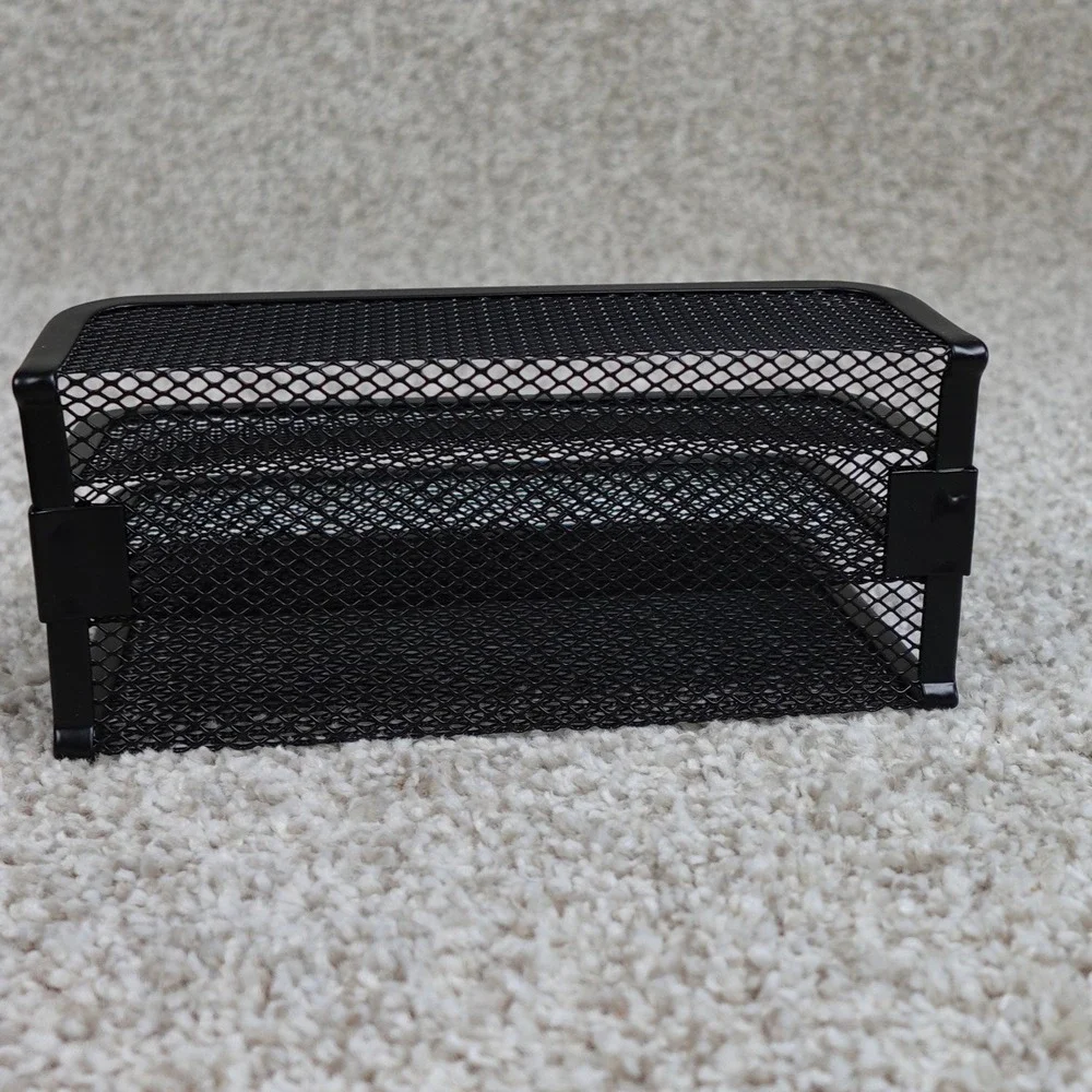 Pen+Gear Metal Mesh Desk Organizer Set 4 Pieces Black Letter Sorter Pencil Cup